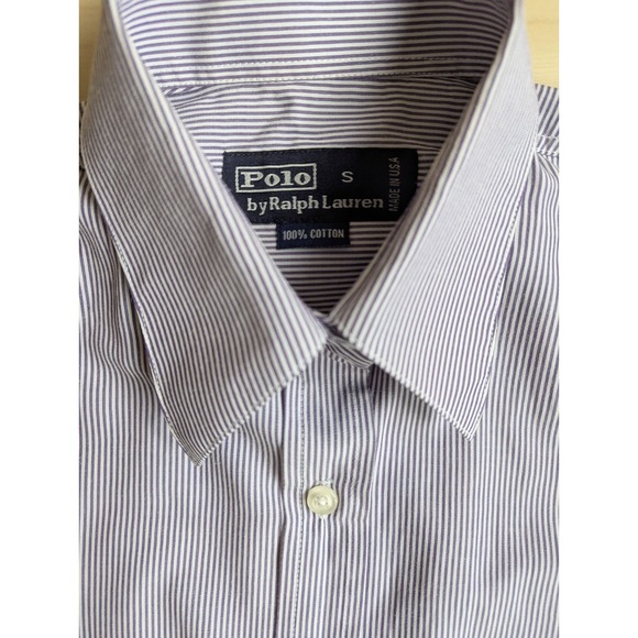 Polo by Ralph Lauren S Made in USA 100% Cotton Purple Stripe shirt Logo - Picture 3 of 12